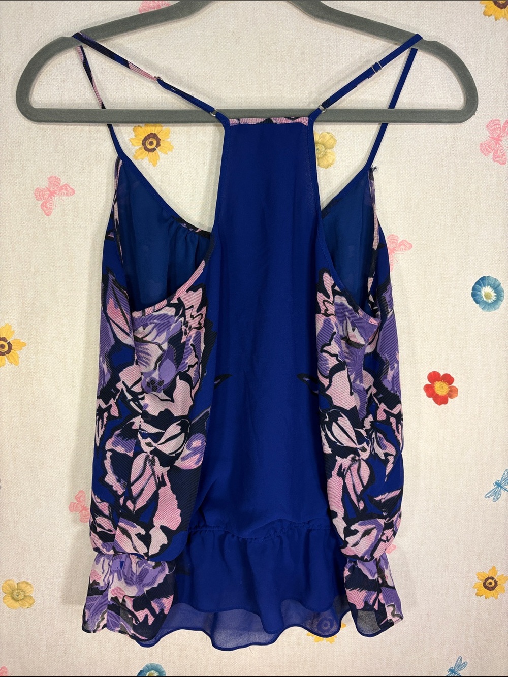 Guess - Royal Blue Floral Print Spaghetti Strap Camisole - Picture 6 of 9